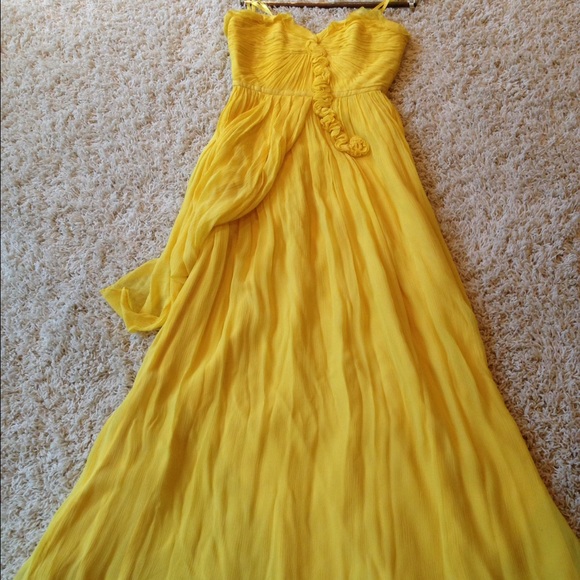 Jill Stuart, silk yellow strapless dress, Size 2 - Picture 4 of 4