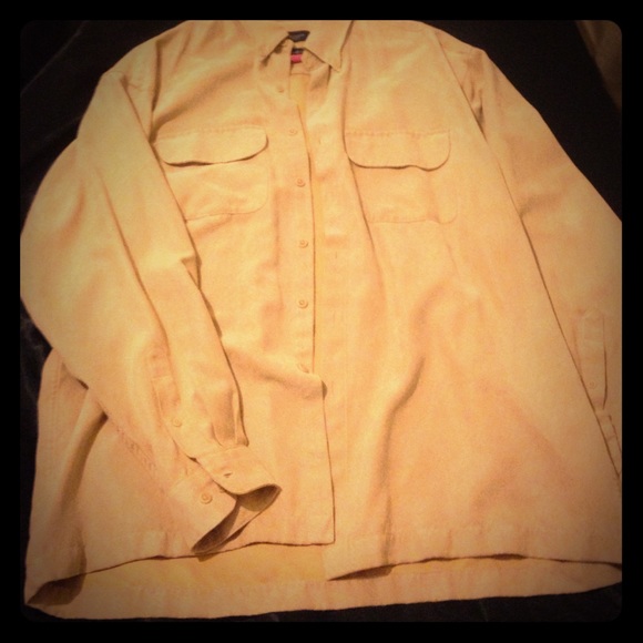 Soft suede men's button down long sleeve - Picture 1 of 2