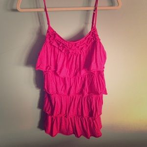 Express Pink Ruffle Tank