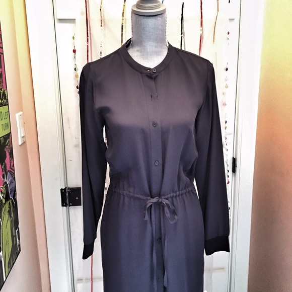 NWT Theory Navy Silk Drawstring Waist Dress - Picture 2 of 5