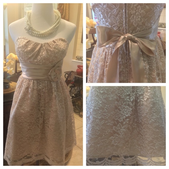 NWOT LACE IVORY GOLD STRAPLESS DRESS WINDSOR