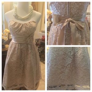 NWOT LACE IVORY GOLD STRAPLESS DRESS WINDSOR
