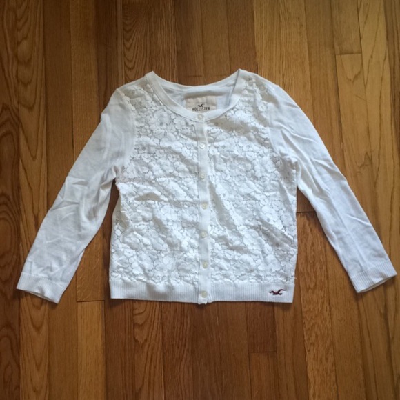 Hollister white lace cardigan