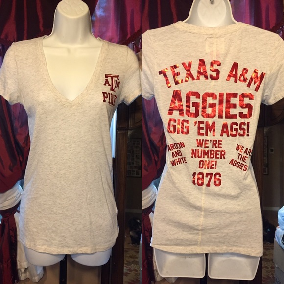 Pink: Texas A&M cream tee