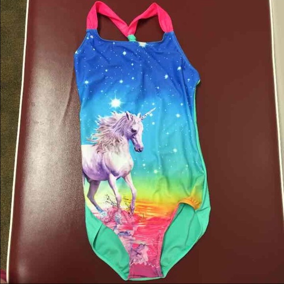NWOT girls XL unicorn swim suit