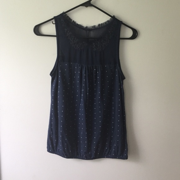Blue polka dotted tank