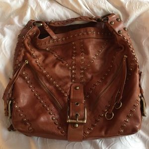 Isabella Fiore Embellished Leather Hobo Bag