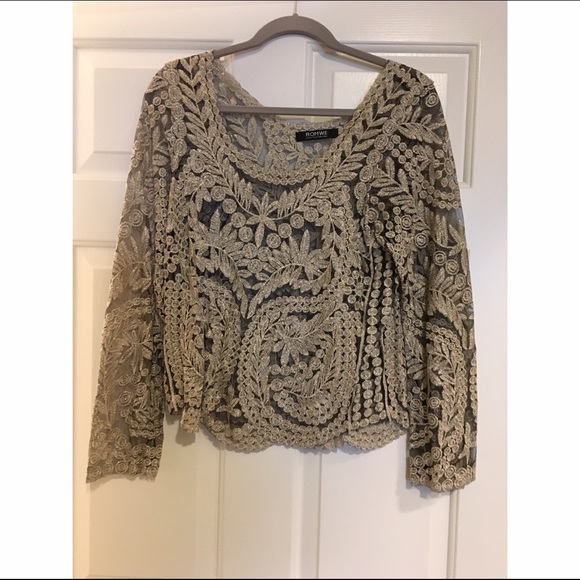 Romwe Lace Brocade Top