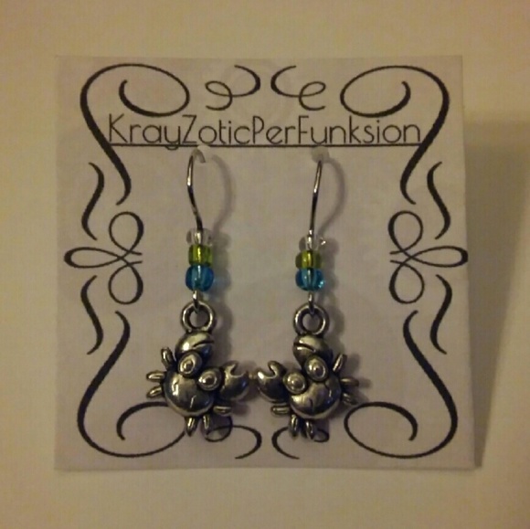 Cancer Zodiac Crab Dangle Earrings - Picture 2 of 2