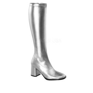 FUNTASMA GOGO-300 Silver Stretch Pu Gogo Boots