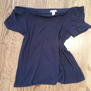 Navy off the shoulder tee