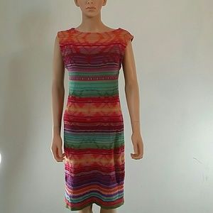 Ralph Lauren Linen silk knit Dress Rainbow Stripe