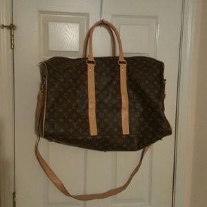 Brown and tan duffel/weekender