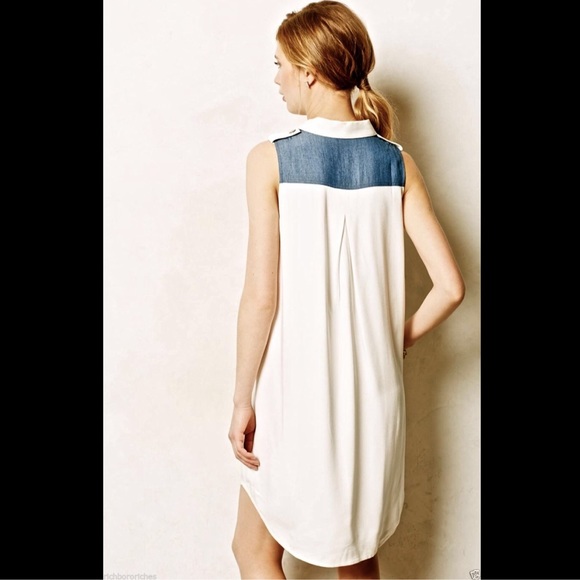 Anthropologie white ivory & blue denim  S - Picture 2 of 3