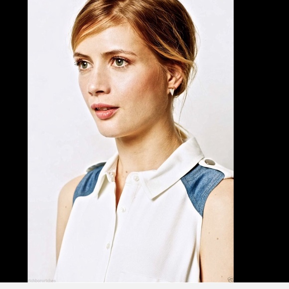 Anthropologie white ivory & blue denim  S - Picture 3 of 3