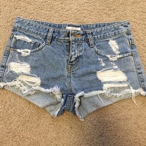 Ripped jean shorts