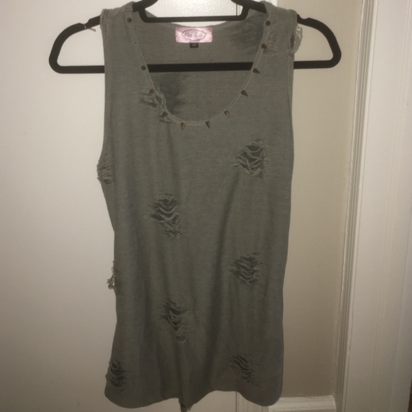 Grey/green razor back tank top
