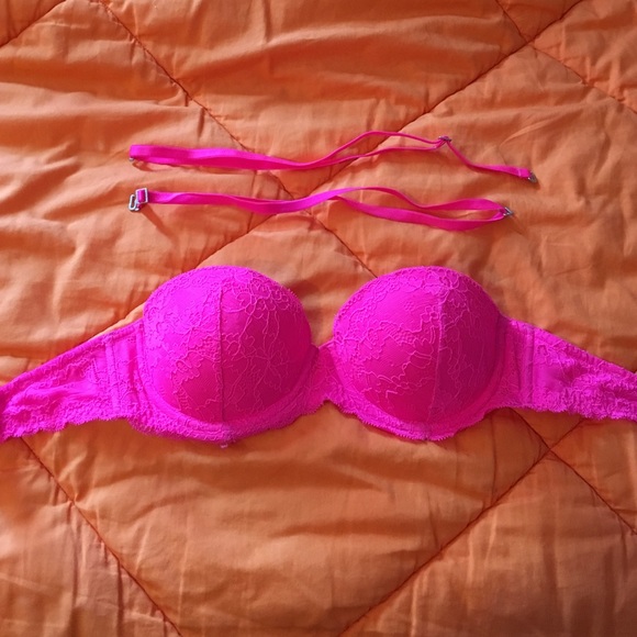 PINK lace hot pink bra