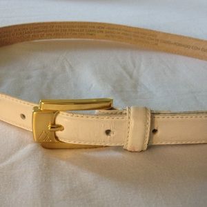 White leather thin belt