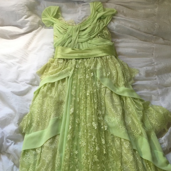 Mint green lace long dress