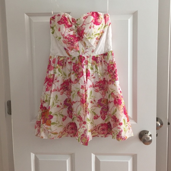 Strapless floral dress