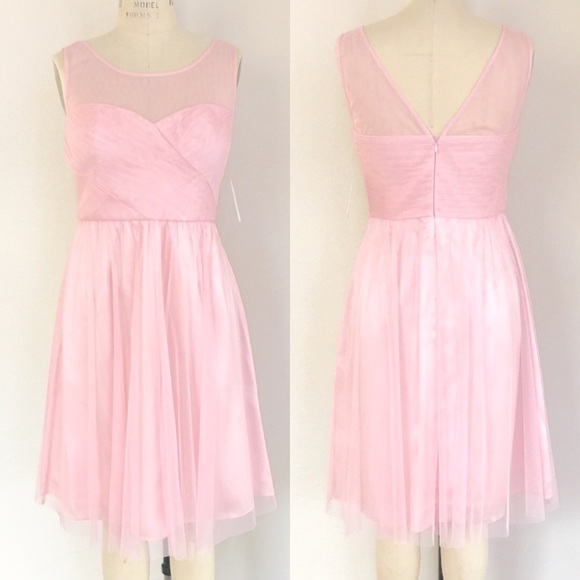 Jessica Simpson Pink V-neck Sleeveless Mesh Dress