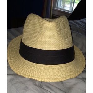 Cute straw fedora with black band