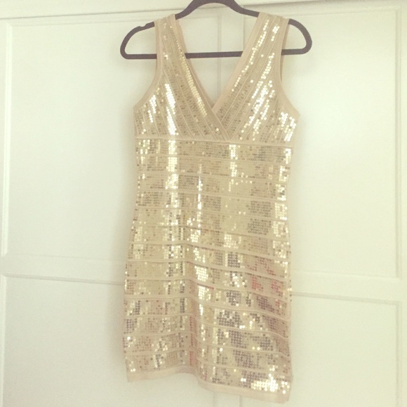 Wow Couture gold sequin Bandage Dress