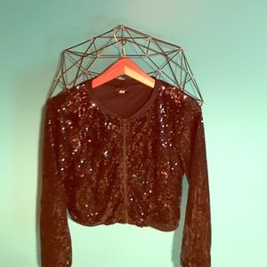 H&M black sequin bomber jacket (size M)