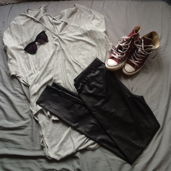 Topshop Pants - black leather leggings