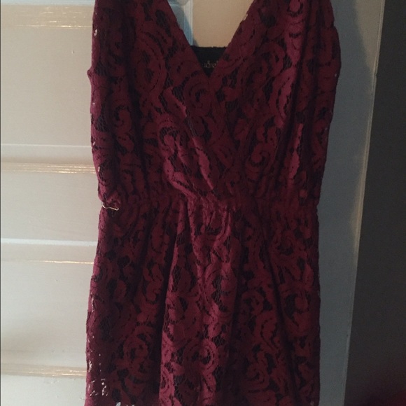 Maroon lace romper