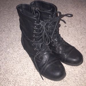 Madden Girl black combat boots.