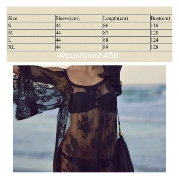 Boho Lace cover up/shirt black - Picture 3 of 3