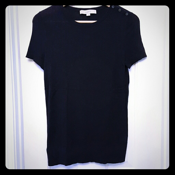 LOFT short sleeve knit sweater (navy)