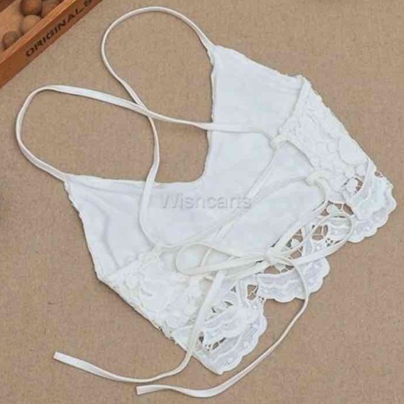 NWT Lace up white lace open back crop tank - Picture 3 of 4