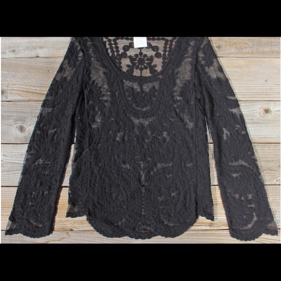 SOLD OUT 🎉🎉Host Pick 🎉Laced in Snow Blouse in Black -New - Picture 4 of 4