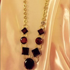 Red Geometric Stone Gold Necklace