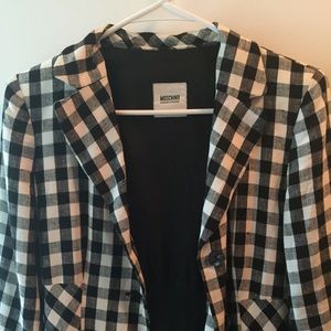 Vintage Moschino black and white checked coat