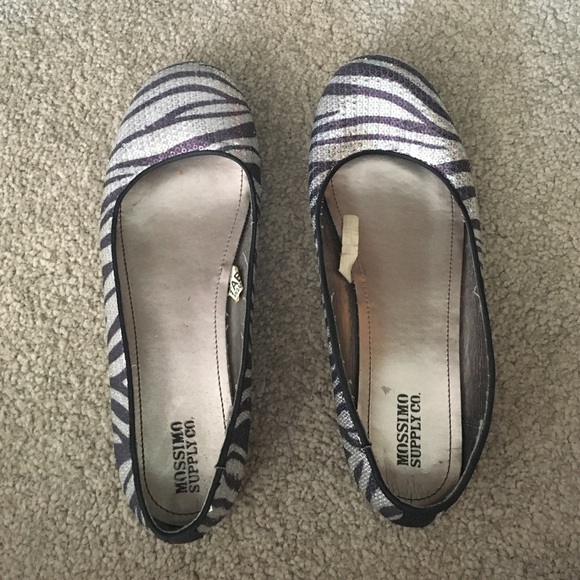 Mossimo Zebra Sequin Print Flat Shoes Size 9.5