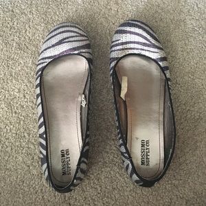 Mossimo Zebra Sequin Print Flat Shoes Size 9.5