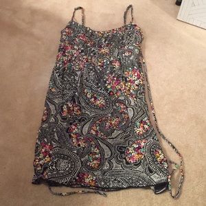 Paisley black & white dress with colorful flowers