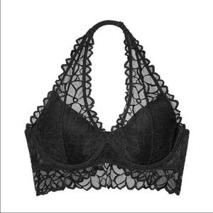 PINK floral lace halter bralette