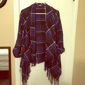 Black and Navy Plaid Cover Up