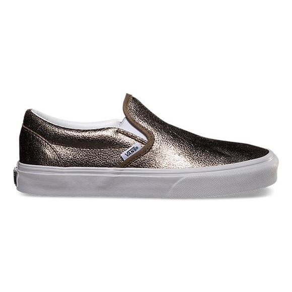 Vans Metallic Leather Classic Slip-on Sneakers