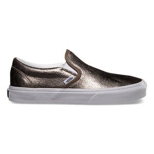 Vans Metallic Leather Classic Slip-on Sneakers