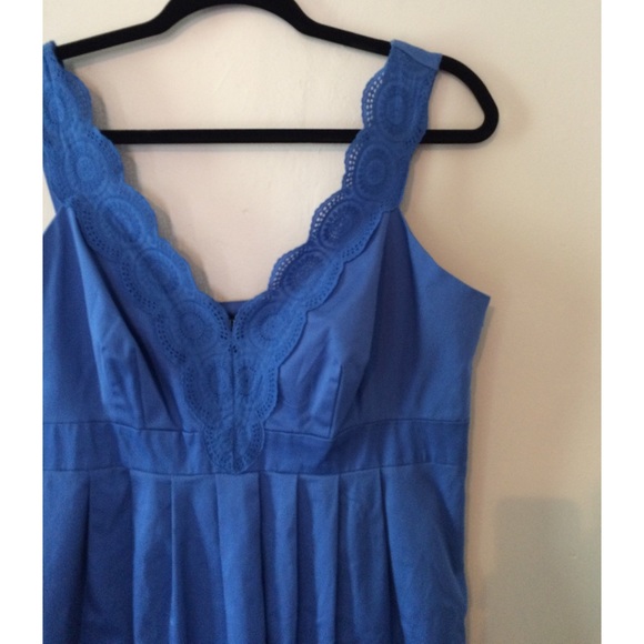 a.n.a Blue Dress with Eyelet Trim