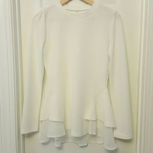 SALE!!! NWOT Long sleeve white tiered peplum NWOT