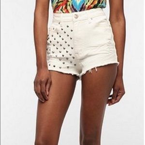 White high waisted studded shorts. WORN ONE TIME**