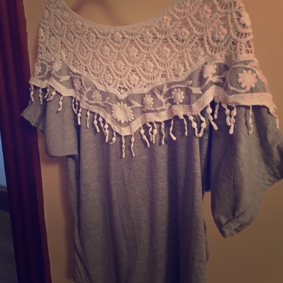 Lace shouldered blouse