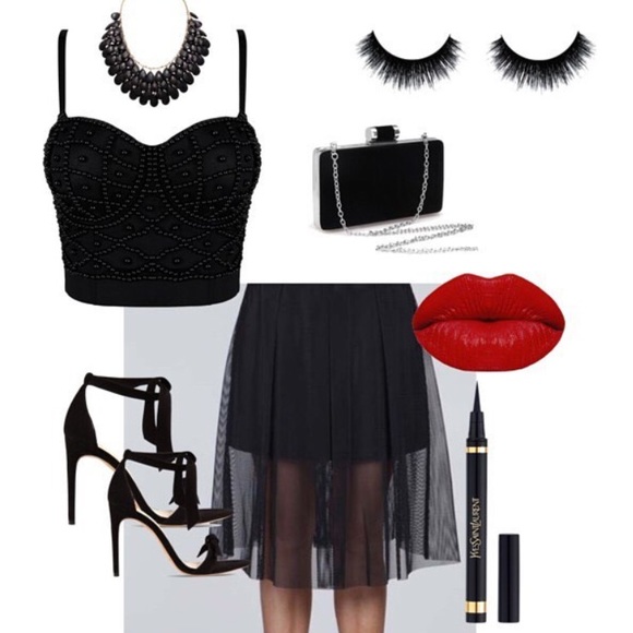 Bellow The Knee Mesh Skirt With Short Lining